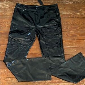 Edgy Coated Black Men's Pants